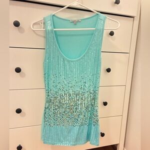 Charlotte Russe Aqua Sequin Tank Top